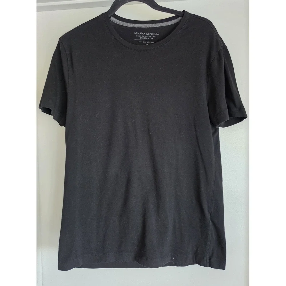Banana Republic Men's Crew Neck T-Shirt M Black Solid Short Sleeve Tee Top